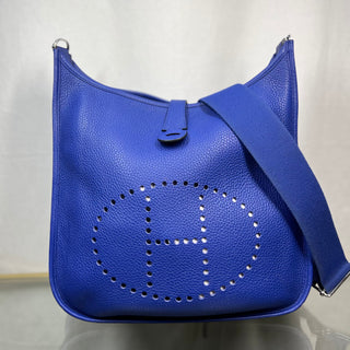 HERMES Evelyne III GM Bleu Royal Taurillon Clemence Shoulder Bag