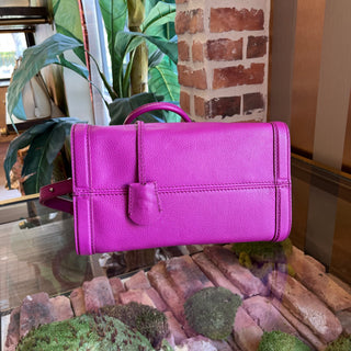 ALEXANDER MCQUEEN Small Skull Padlock Fuchsia Grained Calfskin Zip Tote Bag