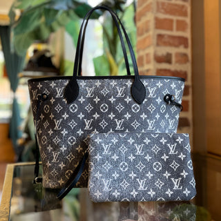 LOUIS VUITTON MM Neverfull Grey Denim Monogram Jacquard Tote Bag