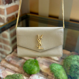 SAINT LAURENT Beige Uptown Wallet on Chain
