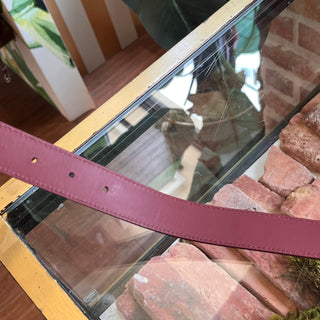 DOLCE & GABBANA Amore Pearl Logo Maroon Leather Belt
