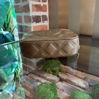 TORY BURCH Brown Quilted Leather Crossbody Bag