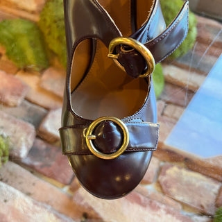 CHLOE Maroon Buckle Leather Heels SZ 36 (US 6)