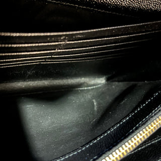 SAINT LAURENT Envelope Wallet On Chain Black Triquilt Grain De Poudre Leather Crossbody
