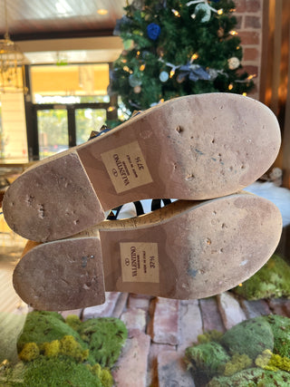 VALENTINO  Navy Blue Rockstud Cork Sandals SZ 37.5