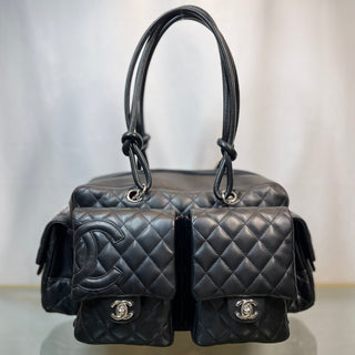 CHANEL Cambon Multi Pocket Reporter Black Satchel ADI1116