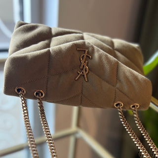 SAINT LAURENT Loulou Puffer Mini Quilted Canvas Shoulder Bag
