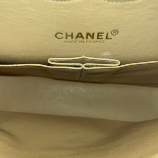 CHANEL Classic Double Flap Medium Beige Quilted Lambskin Vintage Shoulder Bag