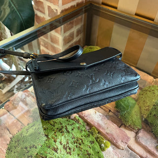 LOUIS VUITTON Twice Noir Empreinte Leather Pochette Crossbody Bag