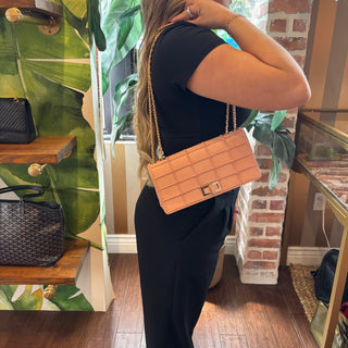 CHANEL Pink Square Quilt Lambskin Flap 2.55