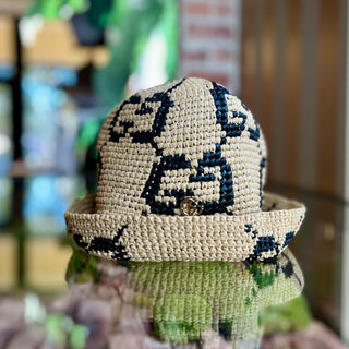 GUCCI Beige GG Monogram Raffia Bucket Hat SZ57(M)