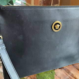 VERSACE Black Leather Medusa Clutch DIA320