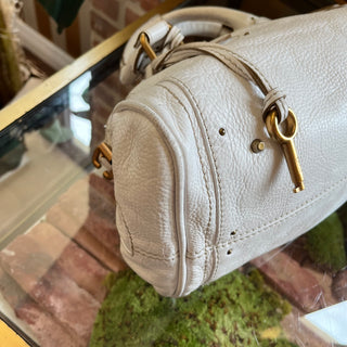 CHLOÉ Paddington White Calfskin Leather Satchel Bag