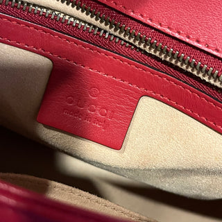 GUCCI Marmont Small Red Quilted Leather Top Handle Bag