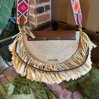 MIU MIU Raffia Half Circle Bag
