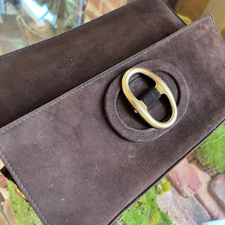 YVEST SAINT LAURENT Brown Suede Flap Vintage Shoulder Bag