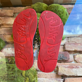CHRISITAN LOUBOUTIN Loubi Flip Black Rubber Thong Sandals SZ37.5(7.5US)