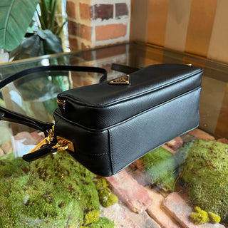 PRADA Camera Black Saffiano Leather Zip Crossbody
