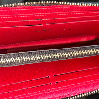 LOUIS VUITTON Clémence Damier Ebene Red Canvas Wallet
