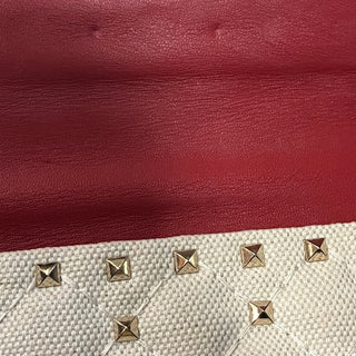 VALENTINO Embroidered Sequin Linen Canvas Rockstud Crossbody