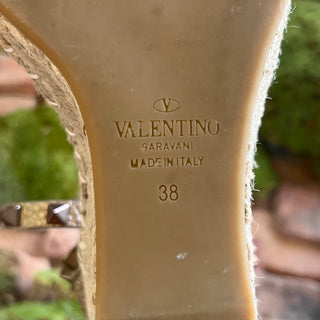 VALENTINO Metallic Double Rockstud Espadrilles Wedges SZ 38 (US 8)