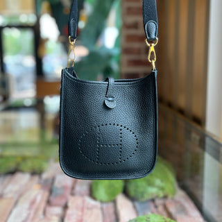 HERMES Evelyne TPM Black Togo Shoulder Bag