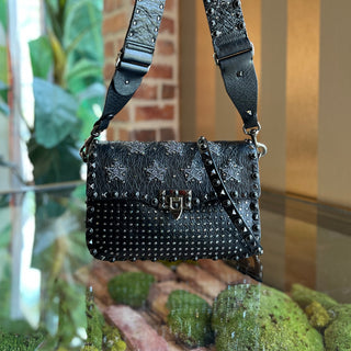 VALENTINO Black Star Crystal Rolling Rockstud Crossbody