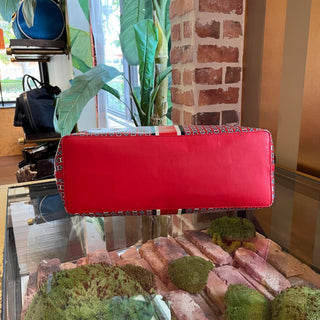 TORY BURCH Red Gemini Link Coated Canvas Tote