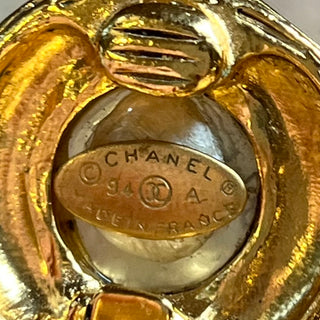 CHANEL Vintage CC Pearl Clip On Earrings
