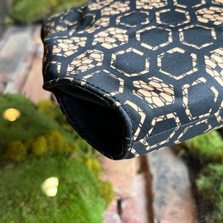 ALEXANDER MCQUEEN Black Beige Honeycomb Mantra Clutch