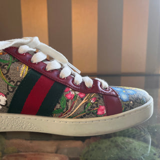 GUCCI Red Green Flora GG Supreme Web Ace Sneakers SZ 38 (US 8)