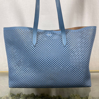 JIMMY CHOO Punched Blue Leather Tote