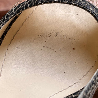CHANEL CC Lace Pink/Black Leather Heels SZ 36.5 (US 6.5)