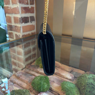 SAINT LAURENT Chevron Cassandra Black Wallet on Chain