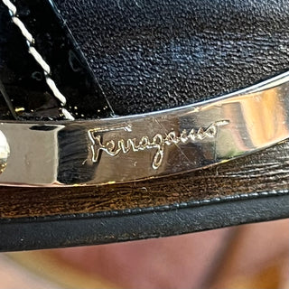 FERRAGAMO Black Leather Wooden Heels SZ 6.5