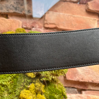 DIOR Wide Black Leather Peace Sign Belt SZ 90