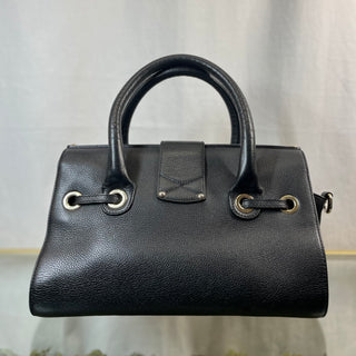 JIMMY CHOO Rosalie Black Grainy Calfskin Leather Satchel Bag