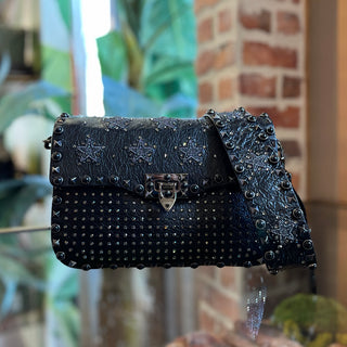 VALENTINO Black Star Crystal Rolling Rockstud Crossbody