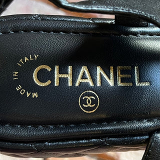 CHANEL Strappy Quilted Black Lambskin Platform Sandals SZ 39 (US 9)