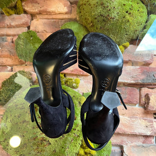 CHANEL Black Suede CC Logo Sandals SZ36(6US)
