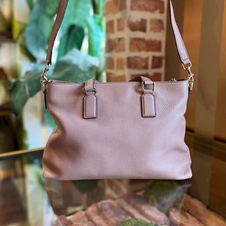 GUCCI Pink Pebbled Leather Bamboo Tassel Tote Bag