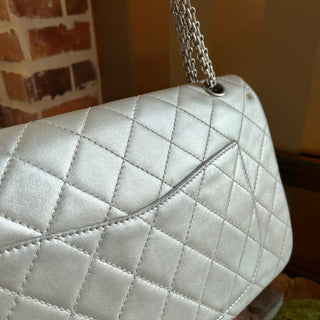 CHANEL Reissue 2.77 Metallic Silver Aged Calfskin Leather Shoulder Bag