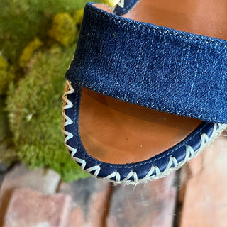 VALENTINO Denim Espadrille Rockstud Wedges SZ36(6US)