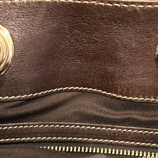 GUCCI Positano Small Beige Brown GG Canvas Leather Tote Bag