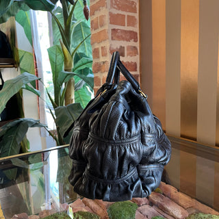 PRADA Black Gaufre Cervo Drawstring Tote