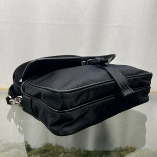 PRADA Black Re-Nylon Saffiano Pocket Single Snap Buckle Crossbody Bag