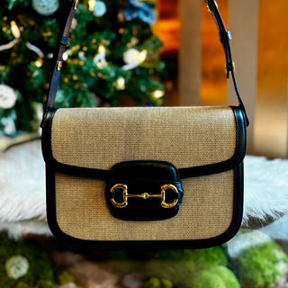 GUCCI 1955 Horsebit Canvas Shoulder Bag