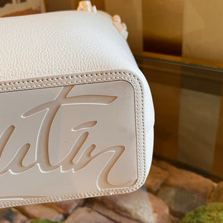 CHRISTIAN LOUBOUTIN Cabatta Small Spikes East West White Leather Tote