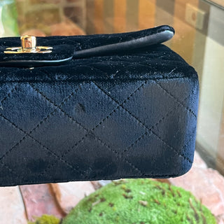 CHANEL Small Flap Black Velvet Shoulder Bag