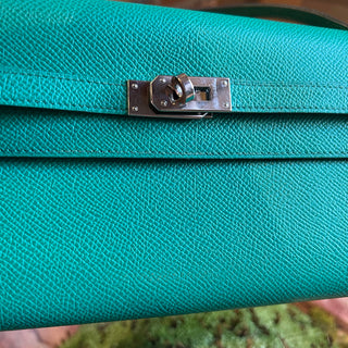 HERMES Kelly Wallet To Go Vert Jade Epsom